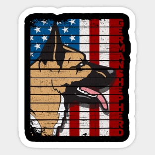 German Shepherd American Flag Sticker